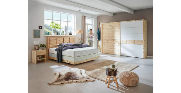 BOXSPRINGBETT 160/200 cm  in Zirbelkieferfarben, Hellgrau  - Zirbelkieferfarben/Hellgrau, Natur, Holz/Textil (160/200cm) - Valnatura