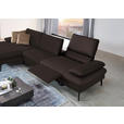 ECKSOFA in Echtleder Dunkelbraun  - Dunkelbraun/Schwarz, Design, Leder/Metall (157/325cm) - Dieter Knoll