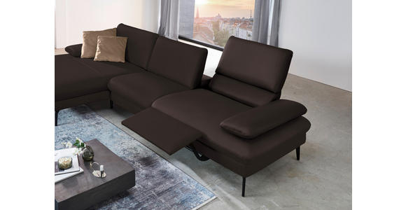ECKSOFA in Echtleder Dunkelbraun 157/325 cm - Dunkelbraun/Schwarz, Design, Leder/Metall (157/325cm) - Dieter Knoll
