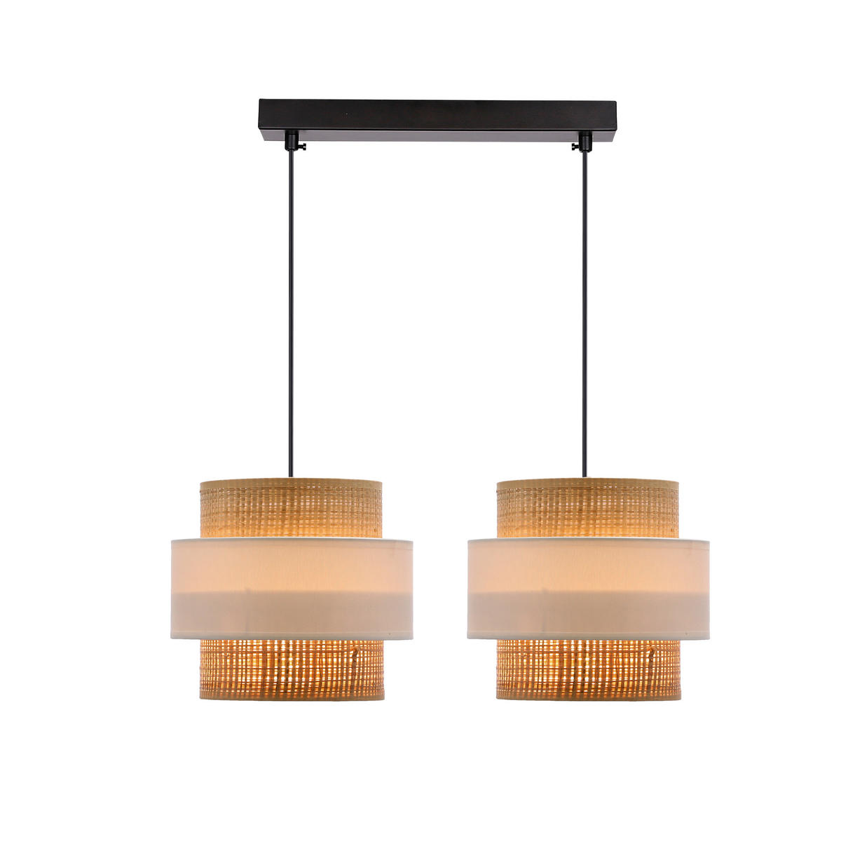 PENDELLAMPA Rattan 50/20/100 cm  - vit/svart, Natur, metall/plast (50/20/100cm)