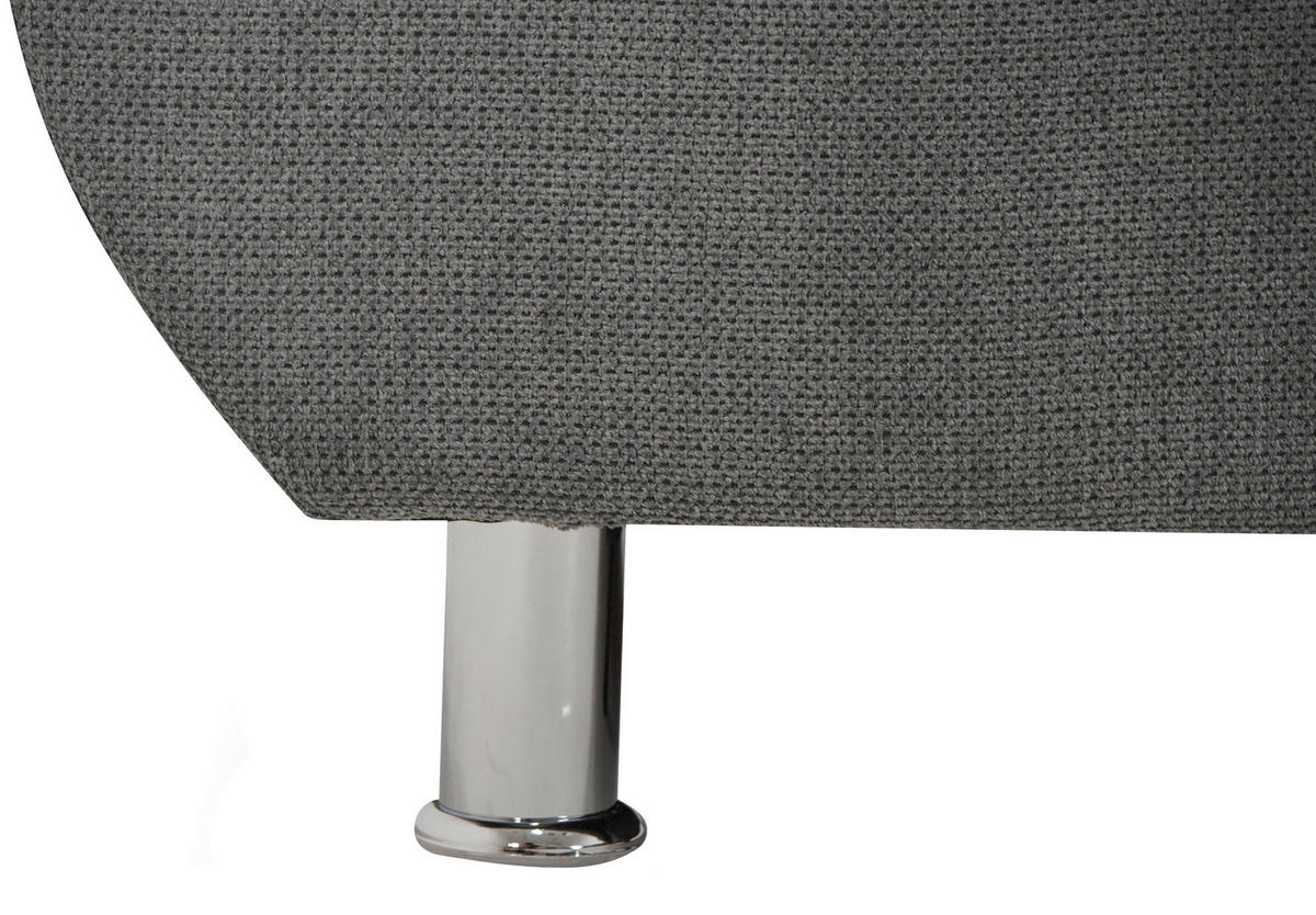 ECKSOFA Dunkelgrau Flachgewebe, Mikrofaser  - Chromfarben/Dunkelgrau, Design, Kunststoff/Textil (312/198cm) - Livetastic