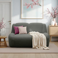 2-SITZER-SOFA 100 034 Chenille Graphitfarben  - Creme/Schwarz, MODERN, Kunststoff/Textil (147/82/93cm) - Livetastic