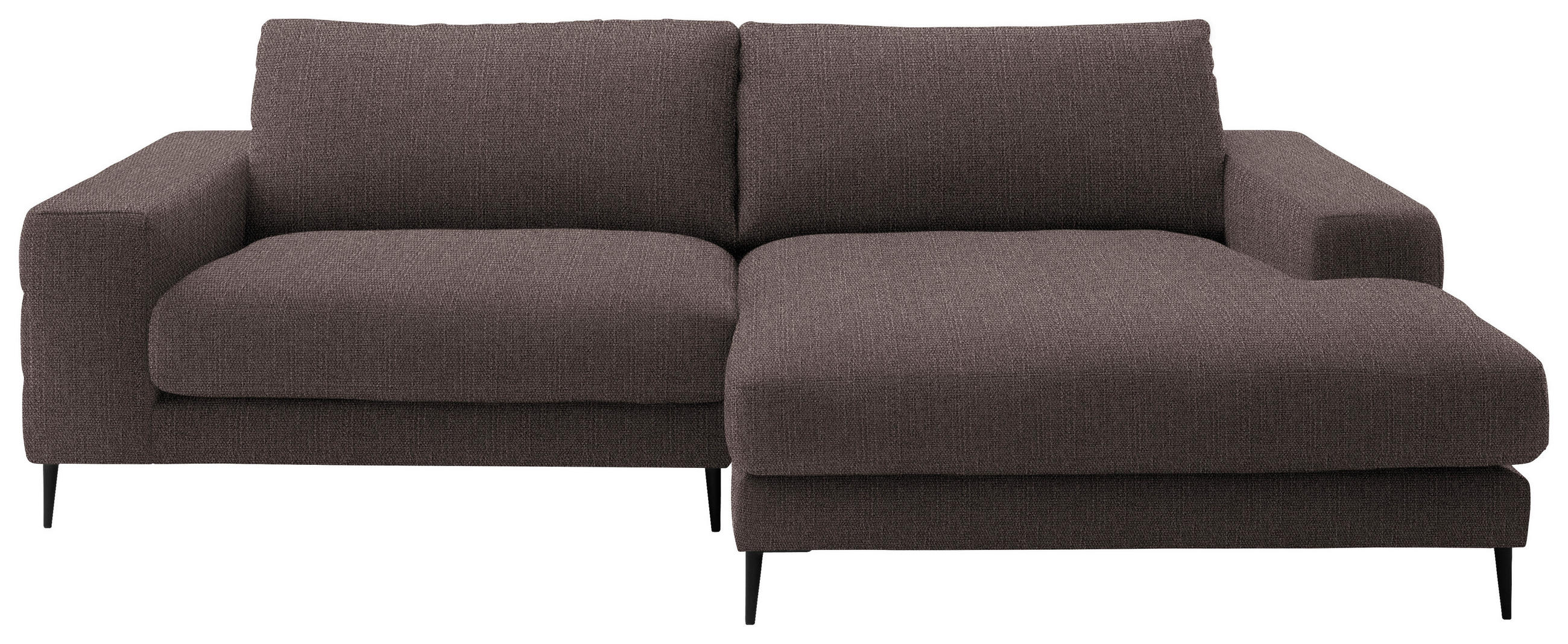 ECKSOFA in Flachgewebe Hellbraun  - Hellbraun/Schwarz, Design, Textil/Metall (253/177cm) - Dieter Knoll