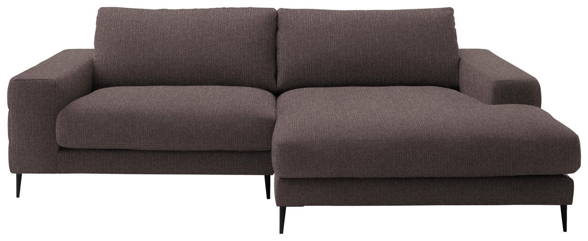 ECKSOFA in Flachgewebe Hellbraun  253/177 cm  - Hellbraun/Schwarz, Design, Textil/Metall (253/177cm) - Dieter Knoll
