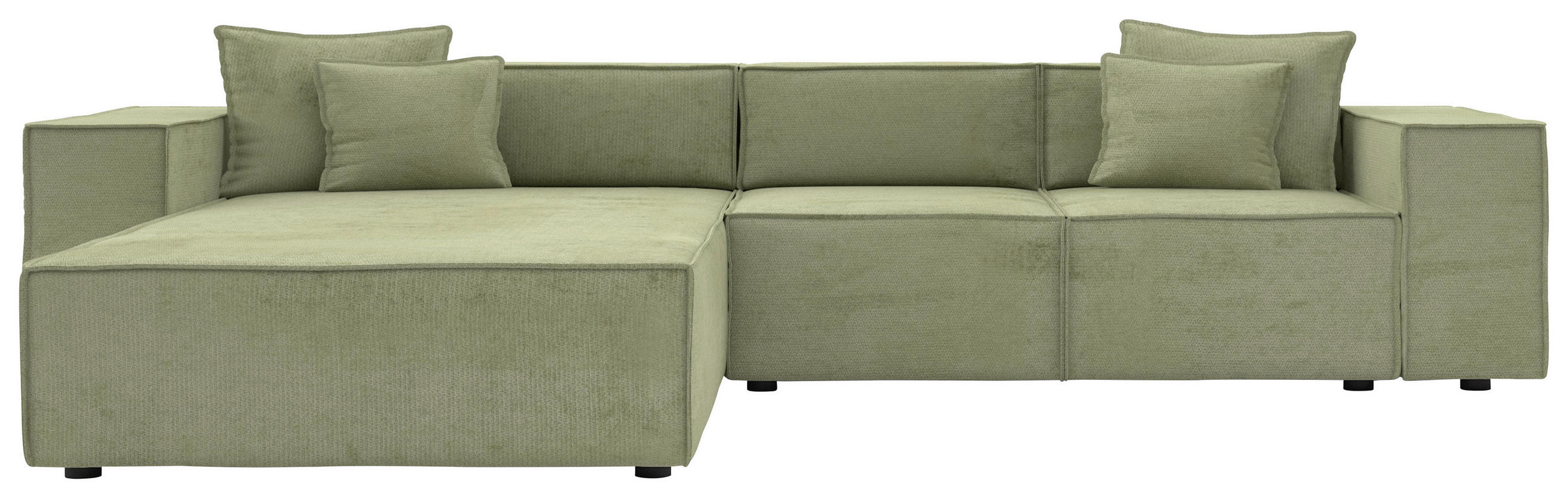 ECKSOFA Olivgrün Chenille Zierkissen, Rücken echt  - Schwarz/Olivgrün, MODERN, Kunststoff/Textil (180/265cm) - Milino