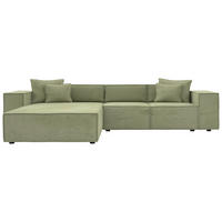 ECKSOFA Olivgrün Chenille Zierkissen, Rücken echt  - Schwarz/Olivgrün, MODERN, Kunststoff/Textil (180/265cm) - Milino