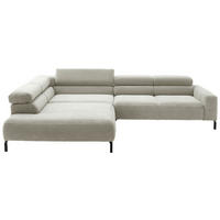 ECKSOFA inkl. Funktion in Cord Hellgrau  - Hellgrau/Schwarz, Modern, Textil/Metall (219/309cm) - Pure Home Lifestyle