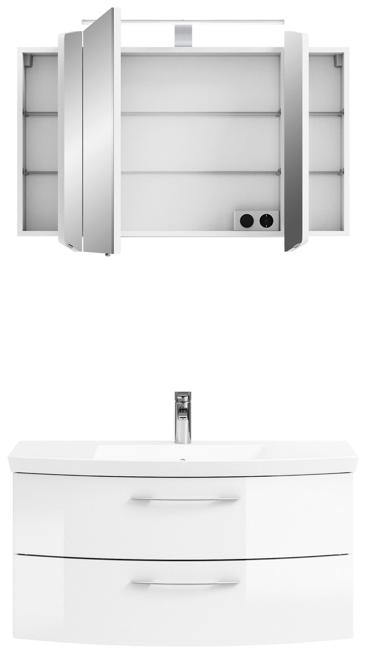 BADEZIMMER 3-teilig in 101 cm - Chromfarben/Weiß Hochglanz, KONVENTIONELL, Glas/Holzwerkstoff (101cm) - Pelipal