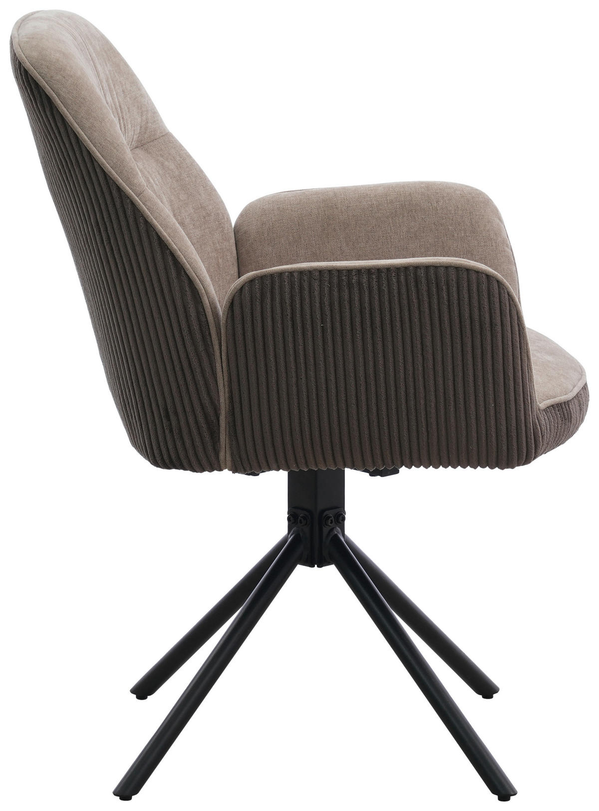 ARMLEHNSTUHL  Sitzfläche 180° drehbar Mikrofaser  Schwarz, Dunkelbraun, Beige  - Dunkelbraun/Beige, MODERN, Textil/Metall (60/89/65cm) - Livetastic