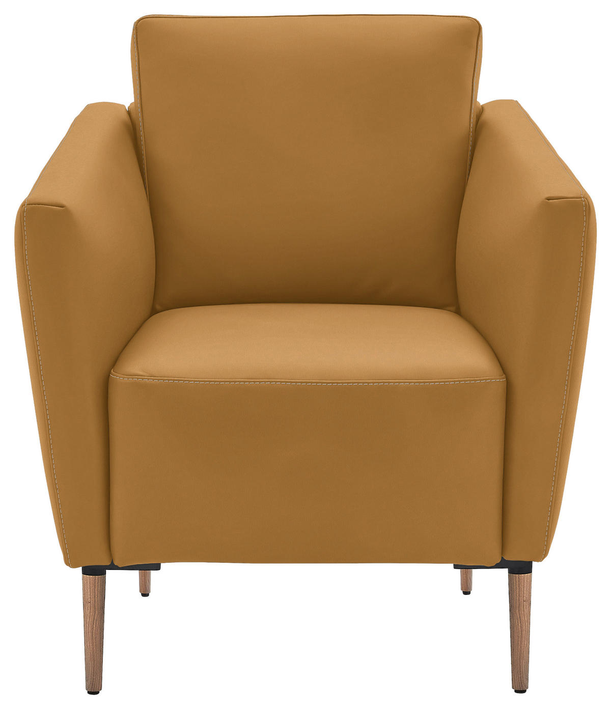 SESSEL in Echtleder Currygelb  - Currygelb/Eichefarben, Natur, Leder/Holz (75/84/76cm) - Valnatura