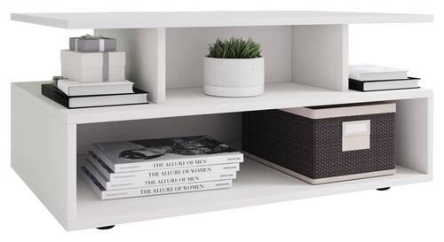 COUCHTISCH 80/50/40 cm rechteckig Weiß  - Schwarz/Weiß, MODERN, Holzwerkstoff/Kunststoff (80/50/40cm) - MID.YOU