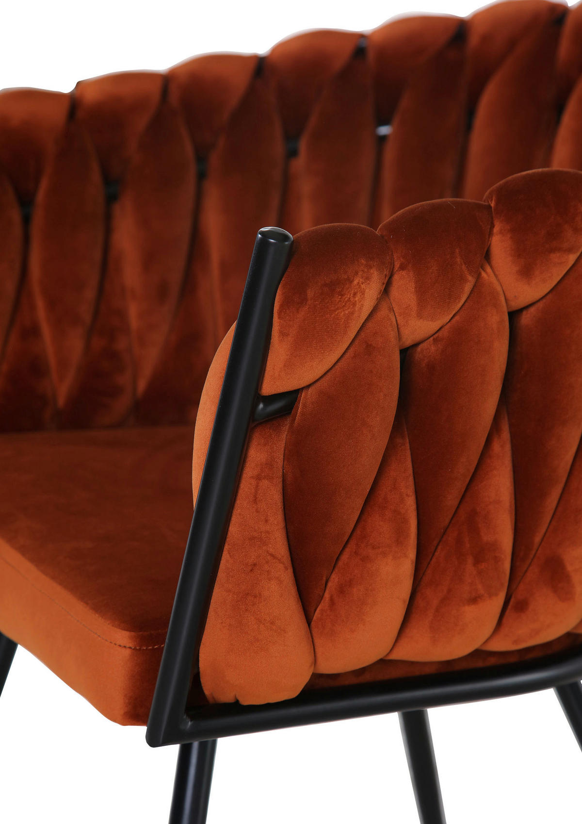 ŽIDLE S PODRUČKAMI, samet, tmavě oranžová - tmavě oranžová/černá, Lifestyle, kov/textil (60/78/55cm) - Ambia Home