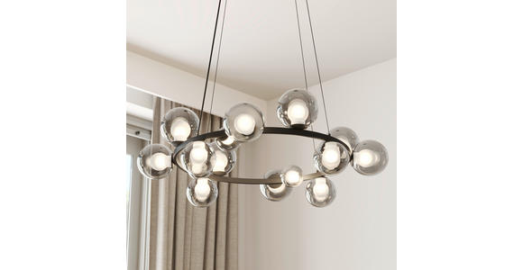 LED-HÄNGELEUCHTE Regulus 79,5/150 cm   - Schwarzbraun, Design, Glas/Metall (79,5/150cm) - Dieter Knoll