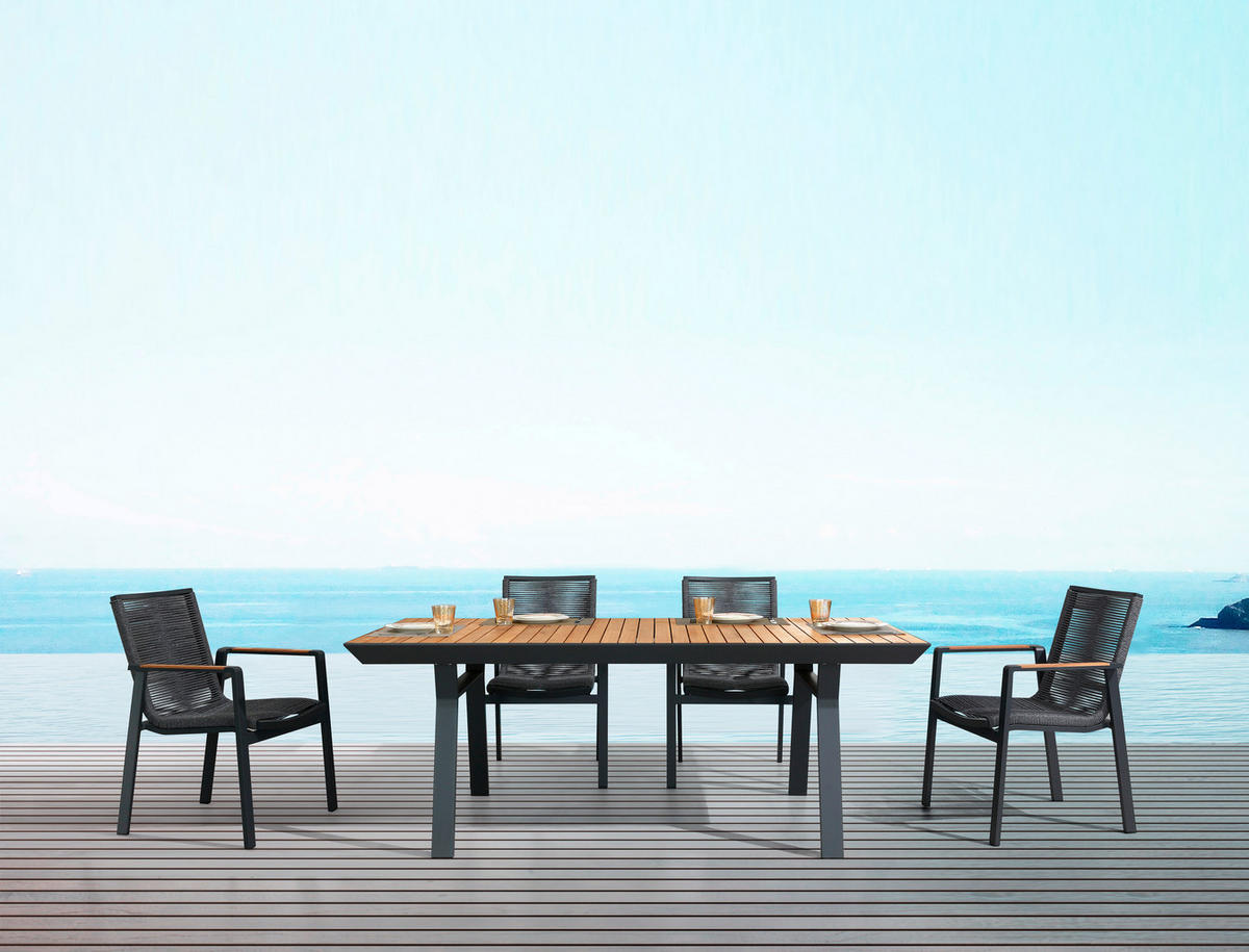 STOL VRTNI  antracit, boje tikovine  drvo, metal      - boje tikovine/antracit, Design, drvo/metal (200/100/75cm) - Amatio