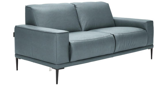 2-SITZER-SOFA  in Echtleder Blau   - Blau/Schwarz, Design, Leder/Metall (180/82/92cm) - Johann Jakob