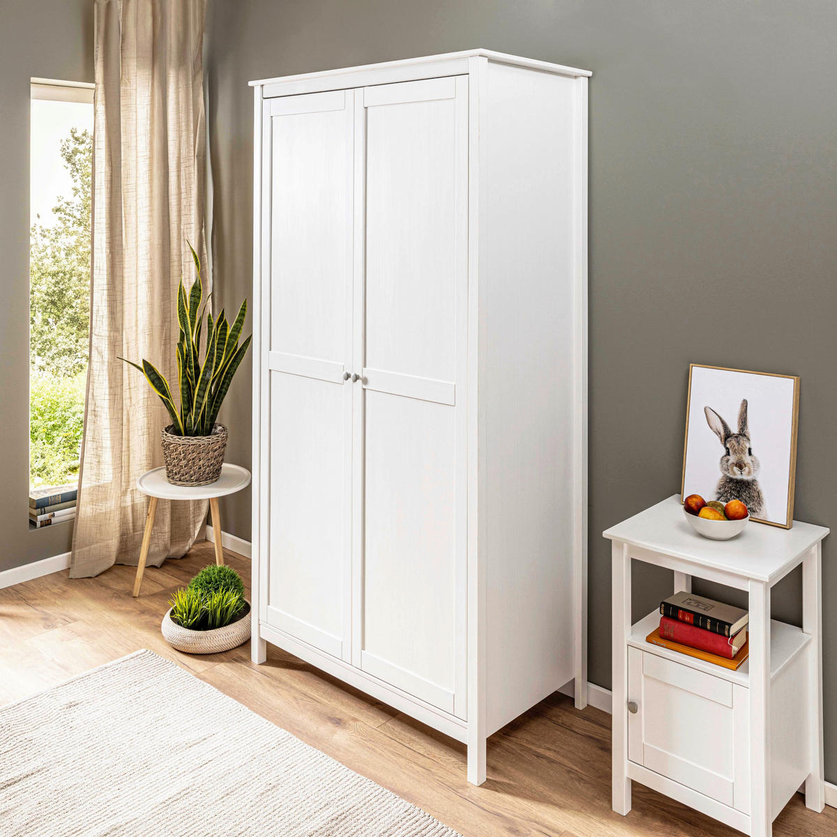 KOMODA   45/76/45 cm   bijela  - bijela/boje srebrnog hrasta, Moderno, drvo (45/76/45cm)