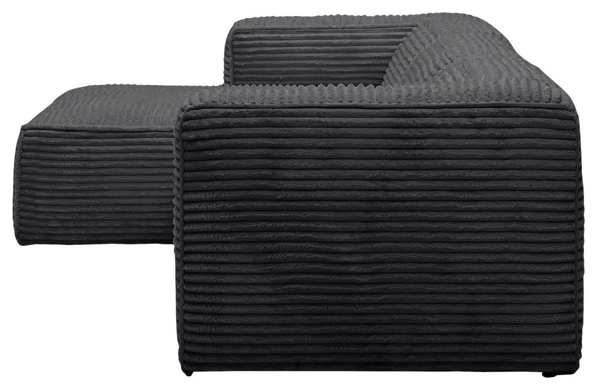 ECKSOFA in Cord Schwarz  - Schwarz, Design, Kunststoff/Textil (163/332cm) - Livetastic