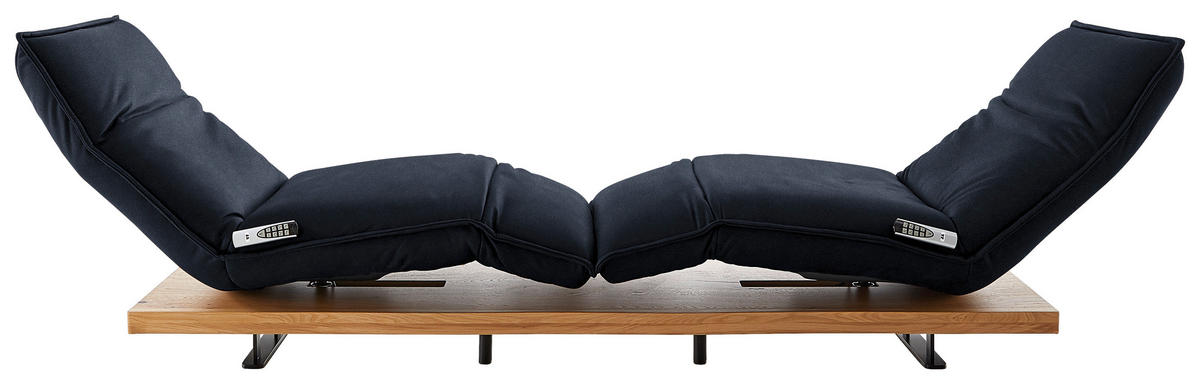 2-SITZER-SOFA in Echtleder Dunkelblau  - Eichefarben/Schwarz, Natur, Leder/Holz (240/63/115cm) - Koinor