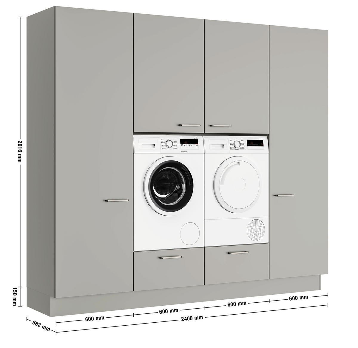 HAUSWIRTSCHAFTSRAUM 240/216,6/58,2 cm  in Grau  - Grau, MODERN, Holzwerkstoff (240/216,6/58,2cm) - Nobilia