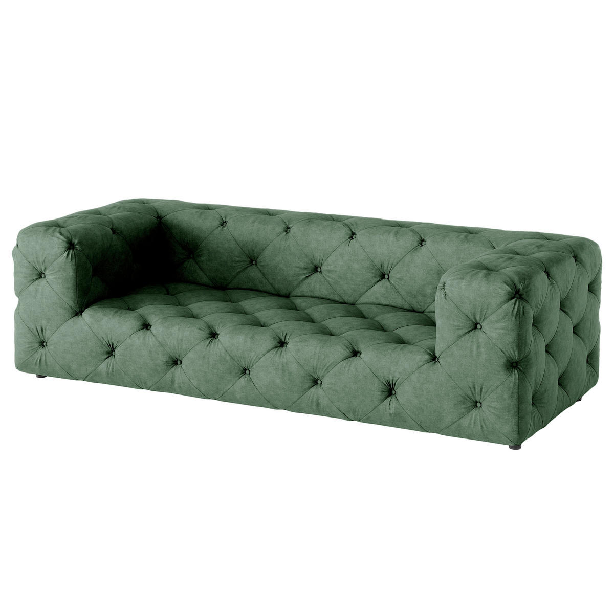 3-SITZER-SOFA Mikrofaser Waldgrün  - Waldgrün/Schwarz, Design, Kunststoff/Textil (230/71/100cm) - P & B