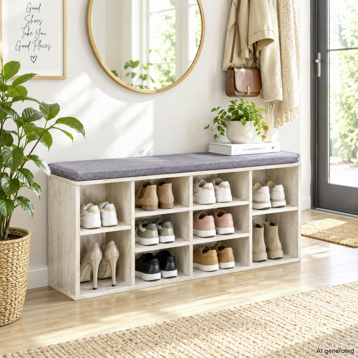 SCHUHSCHRANK Grauweiß  - Grauweiß, MODERN, Holzwerkstoff (103,5/48/29,5cm) - Kesper