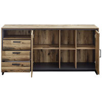 KOMODA, barve grafita, barve hrasta  - barve hrasta/barve grafita, Natur, kovina/leseni material (184/89/45cm) - Landscape