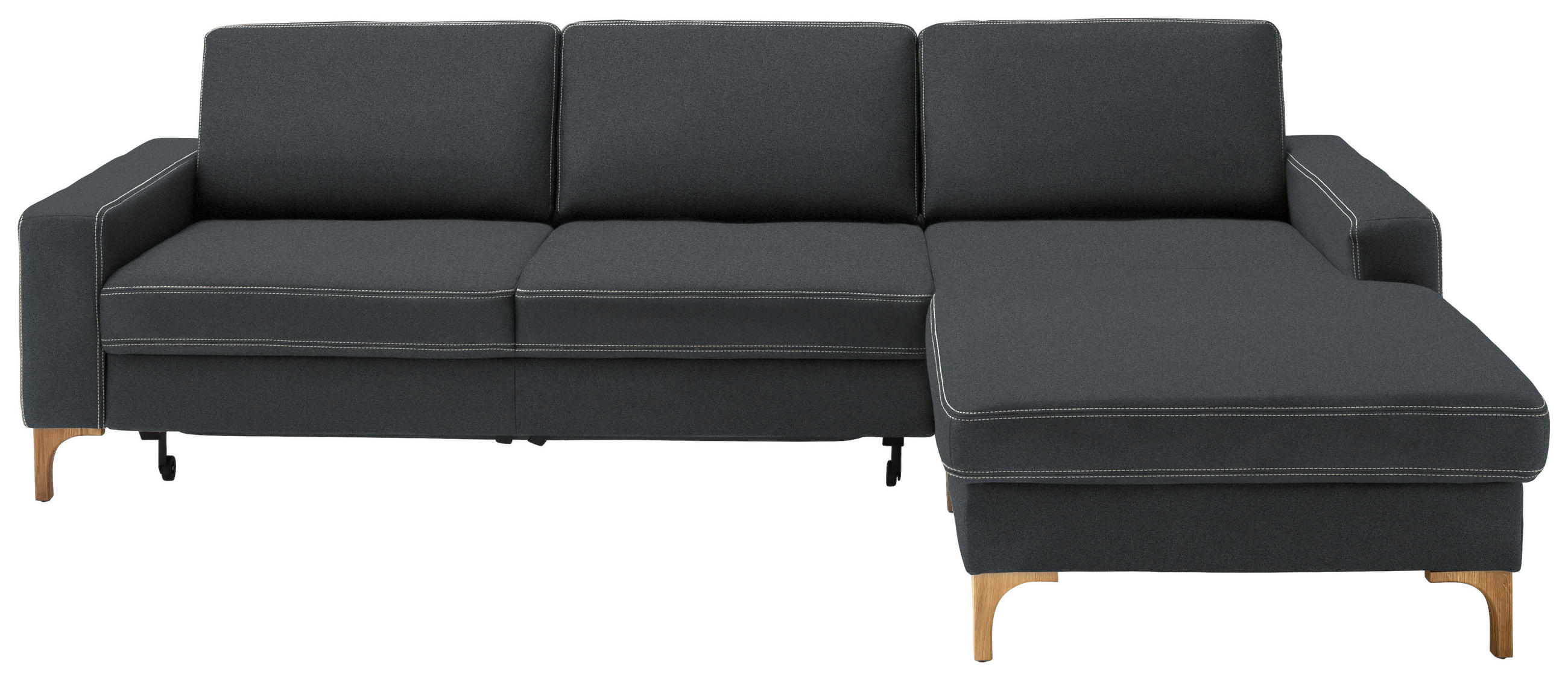 ECKSOFA in Mikrofaser Grau  - Eichefarben/Beige, Design, Holz/Textil (278/185cm) - Pure Home Lifestyle