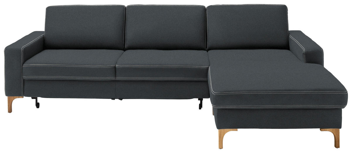 ECKSOFA in Mikrofaser Grau  - Eichefarben/Beige, Design, Holz/Textil (278/185cm) - Pure Home Lifestyle
