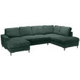 WOHNLANDSCHAFT Dunkelgrün Cord  - Dunkelgrün/Schwarz, KONVENTIONELL, Textil/Metall (148/303/197cm) - Carryhome