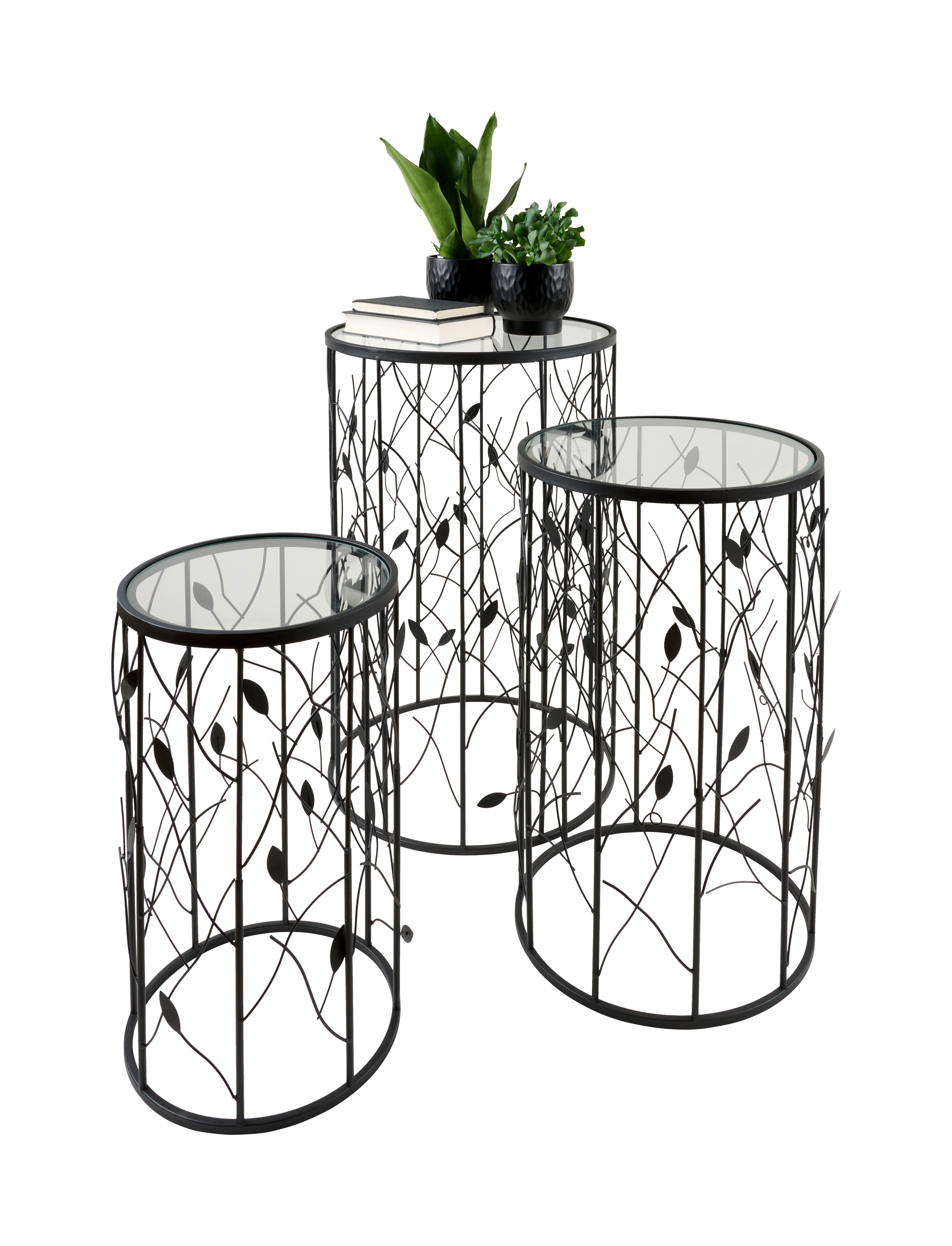 PRÍRUČNÝ STOLÍK, čierna - čierna, Basics, kov/sklo (38,5/61cm) - Ambia Home