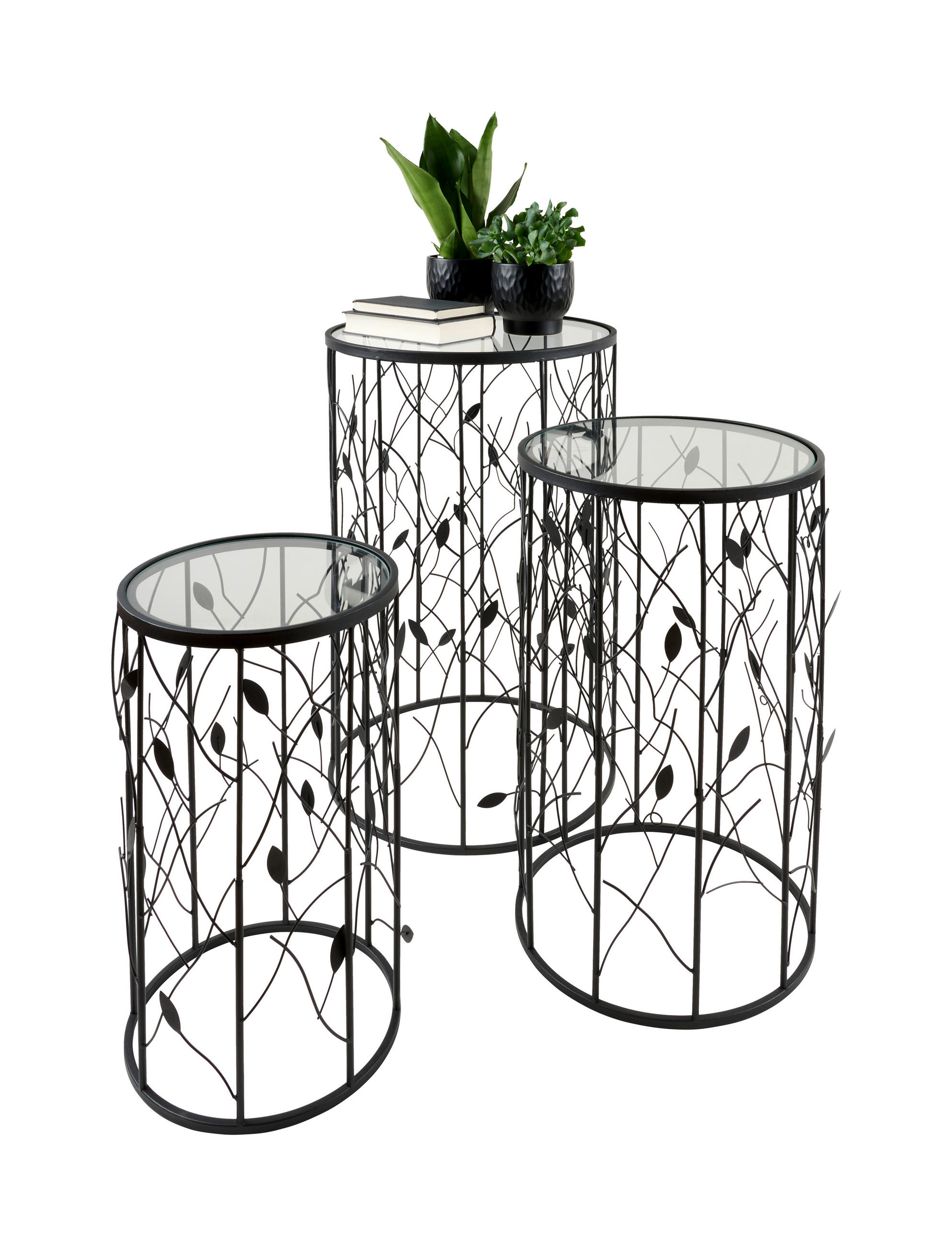 POMOĆNI STOLIĆ crna metal, staklo - crna, Basics, staklo/metal (46/71cm) - Ambia Home