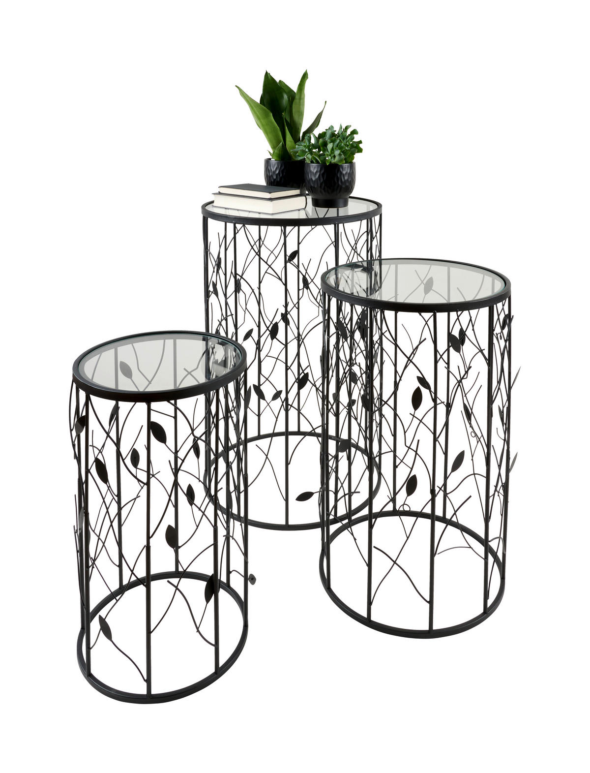 PRÍRUČNÝ STOLÍK, čierna - čierna, Basics, kov/sklo (38,5/61cm) - Ambia Home