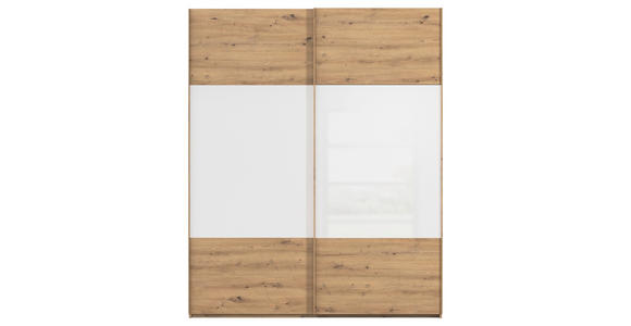 SCHWEBETÜRENSCHRANK 181/223/68 cm 2-türig Weiß, Eiche Artisan  - Eichefarben/Weiß, Design, Glas/Holzwerkstoff (181/223/68cm) - Xora