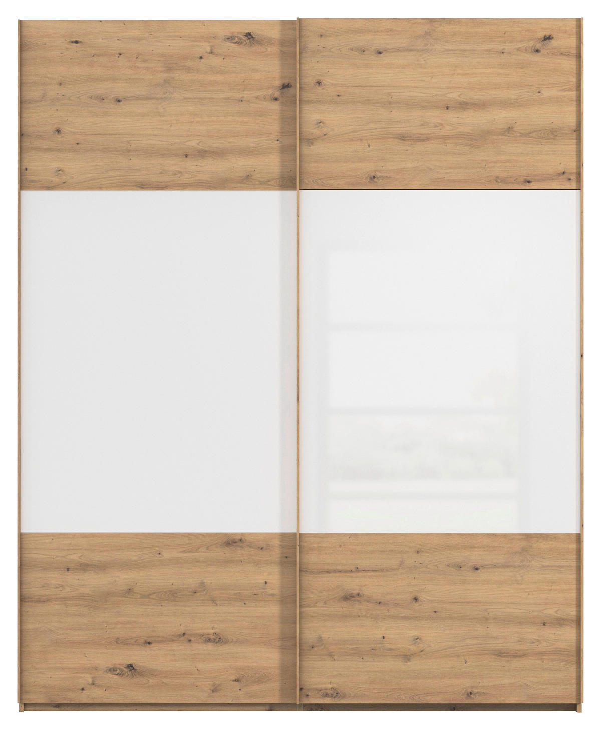 SCHWEBETÜRENSCHRANK 181/223/68 cm 2-türig Weiß, Eiche Artisan  - Eichefarben/Weiß, Design, Glas/Holzwerkstoff (181/223/68cm) - Xora