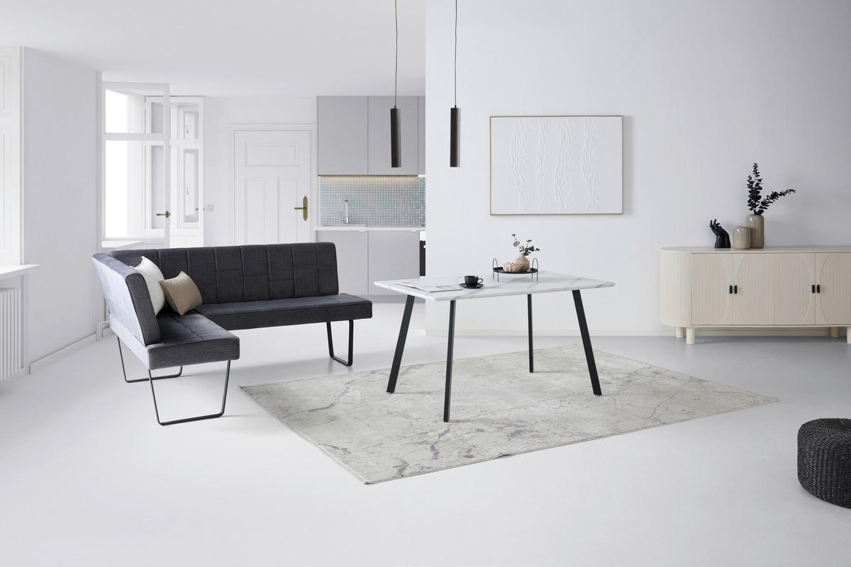 ECKBANK 150/190 cm  in Dunkelgrau  - Dunkelgrau/Schwarz, KONVENTIONELL, Textil/Metall (150/190cm) - MID.YOU