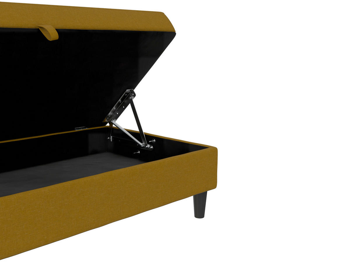 HOCKER HANNOVER Webstoff, Leinenoptik Currygelb  - Currygelb/Schwarz, Basics, Kunststoff/Textil (130/43/69cm) - Livetastic