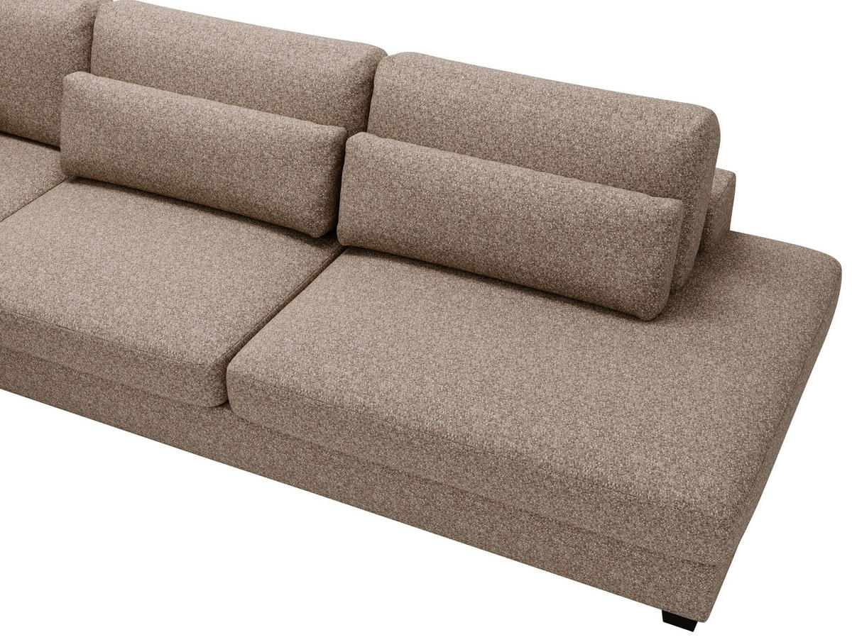 ECKSOFA in Plüsch, Bouclé Hellbraun  - Hellbraun/Schwarz, Design, Kunststoff/Textil (244/332cm) - Livetastic