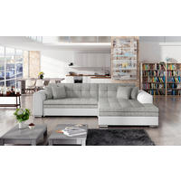 ECKSOFA in Webstoff Grau, Weiß  296/194 cm  - Chromfarben/Weiß, Design, Kunststoff/Textil (296/194cm) - MID.YOU
