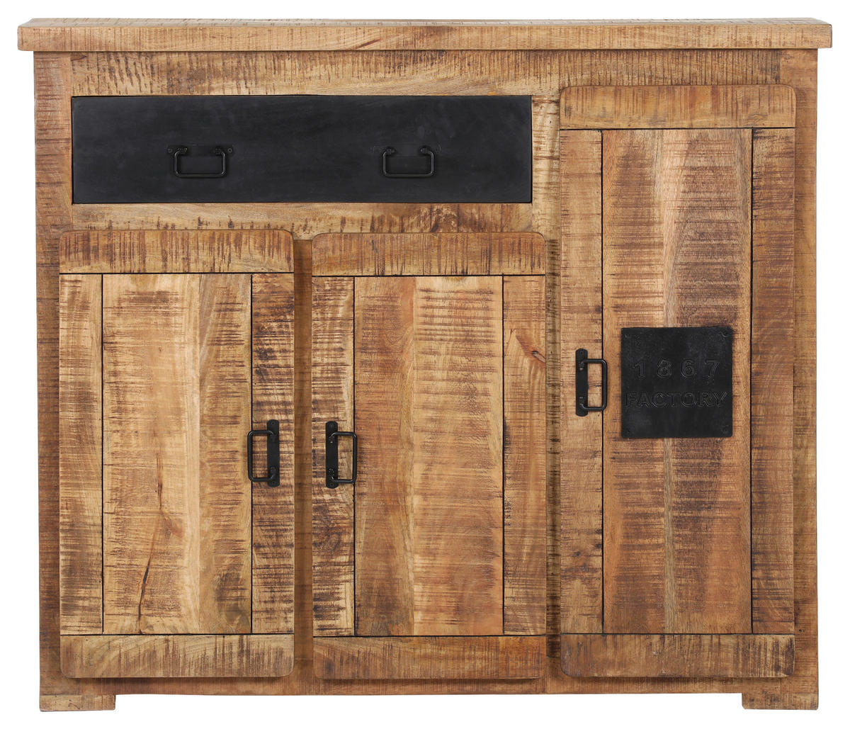 SCHUHSCHRANK Mangoholz massiv Braun  - Schwarz/Braun, LIFESTYLE, Holz/Metall (135/115/40cm) - Landscape