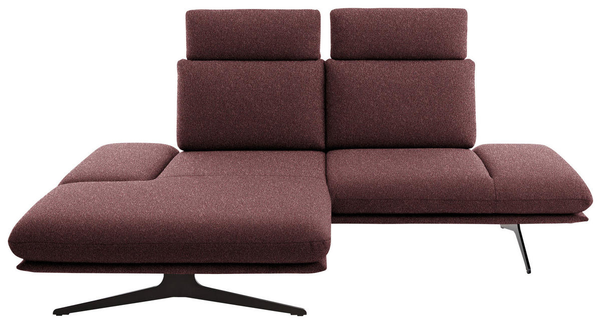 ECKSOFA  in Flachgewebe Bordeaux  155/234 cm  - Bordeaux/Schwarz, Design, Textil/Metall (155/234cm) - Dieter Knoll