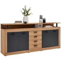 SIDEBOARD  in 195/88/38 cm  - Anthrazit/Schwarz, KONVENTIONELL, Holzwerkstoff/Kunststoff (195/88/38cm) - Xora