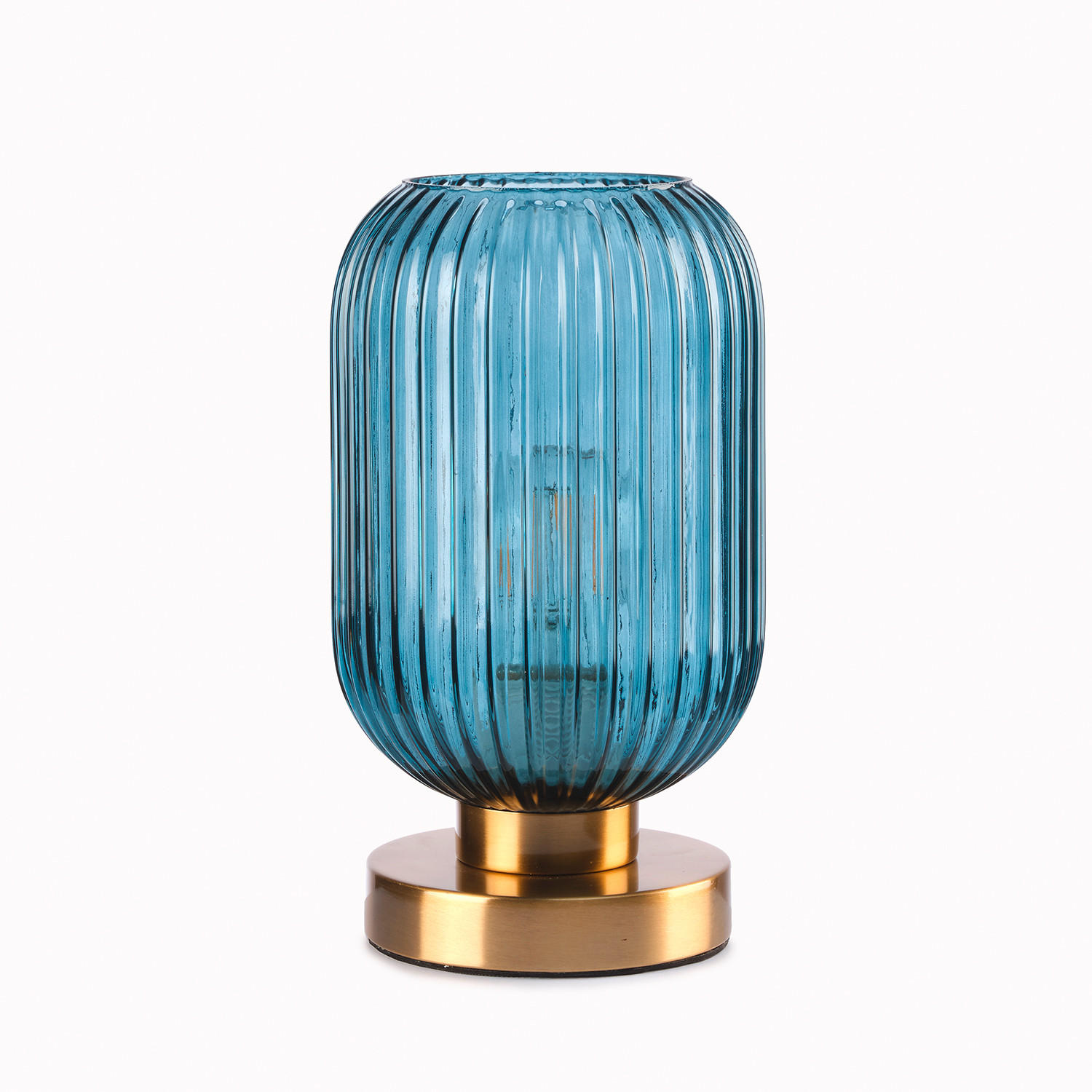 TISCHLEUCHTE 5900 DOROTY 15/15/25 cm   - Graublau/Bernsteinfarben, Design, Glas/Kunststoff (15/15/25cm)