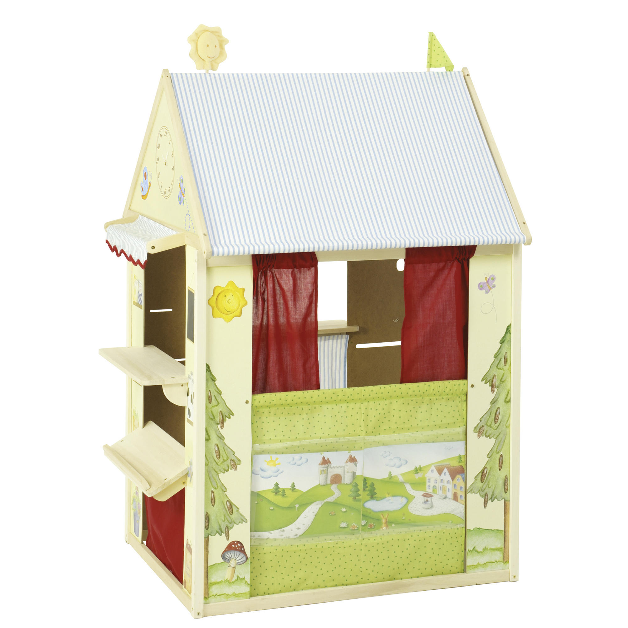 SPIELHAUS-KOMBINATION - Multicolor/Naturfarben, Basics, Holz/Textil (82,5/128/94,5cm) - Roba