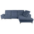 ECKSOFA Blau Webstoff  - Blau/Schwarz, KONVENTIONELL, Textil/Metall (288/225cm) - Carryhome