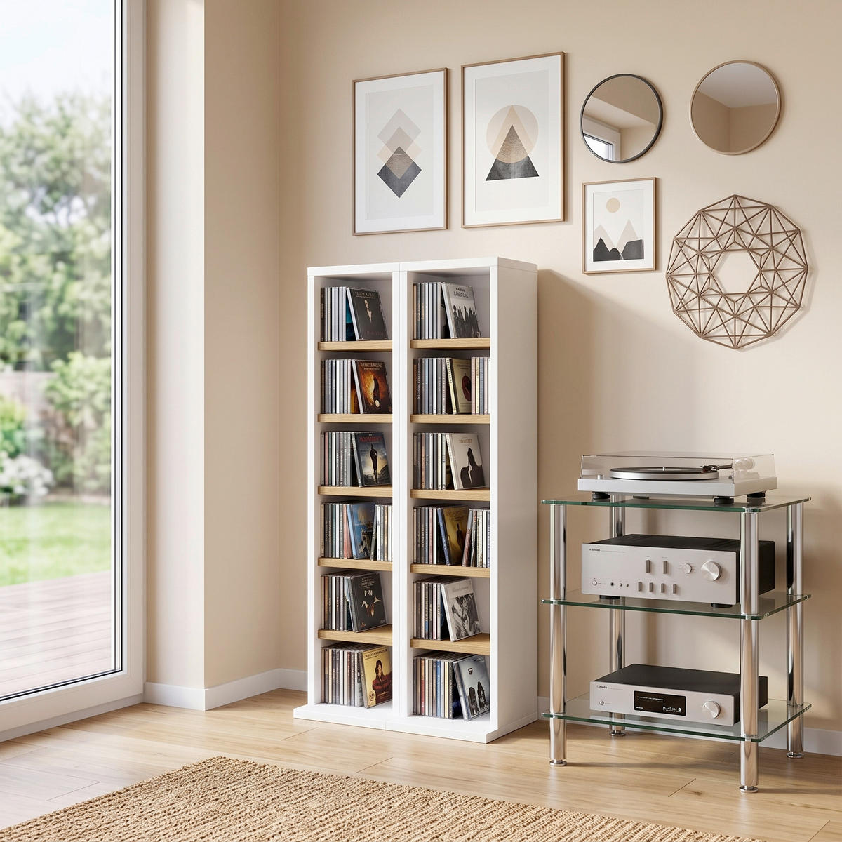 CD-REGAL - Honigeiche/Weiss, Design, Holzwerkstoff (42/91,8/20cm) - MID.YOU