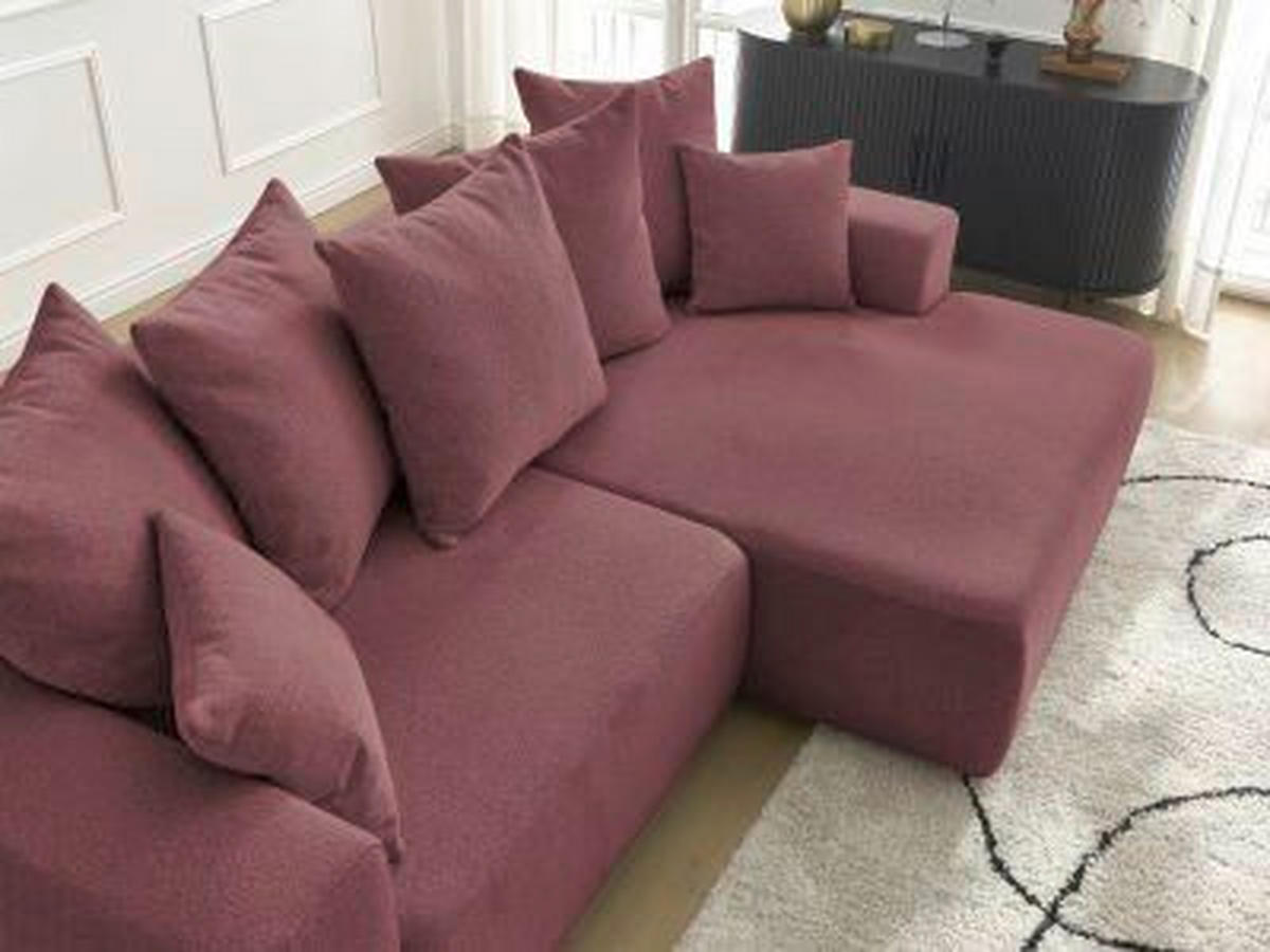 ECKSOFA Ottomane rechts  ATILLA Rot Flachgewebe  - Rot/Schwarz, MODERN, Kunststoff/Textil (244/149cm)