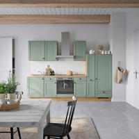 KÜCHENBLOCK 300 cm   in Eichefarben, Schilfgrün  - Schilfgrün/Eichefarben, MODERN, Holzwerkstoff/Metall (300cm) - Nobilia