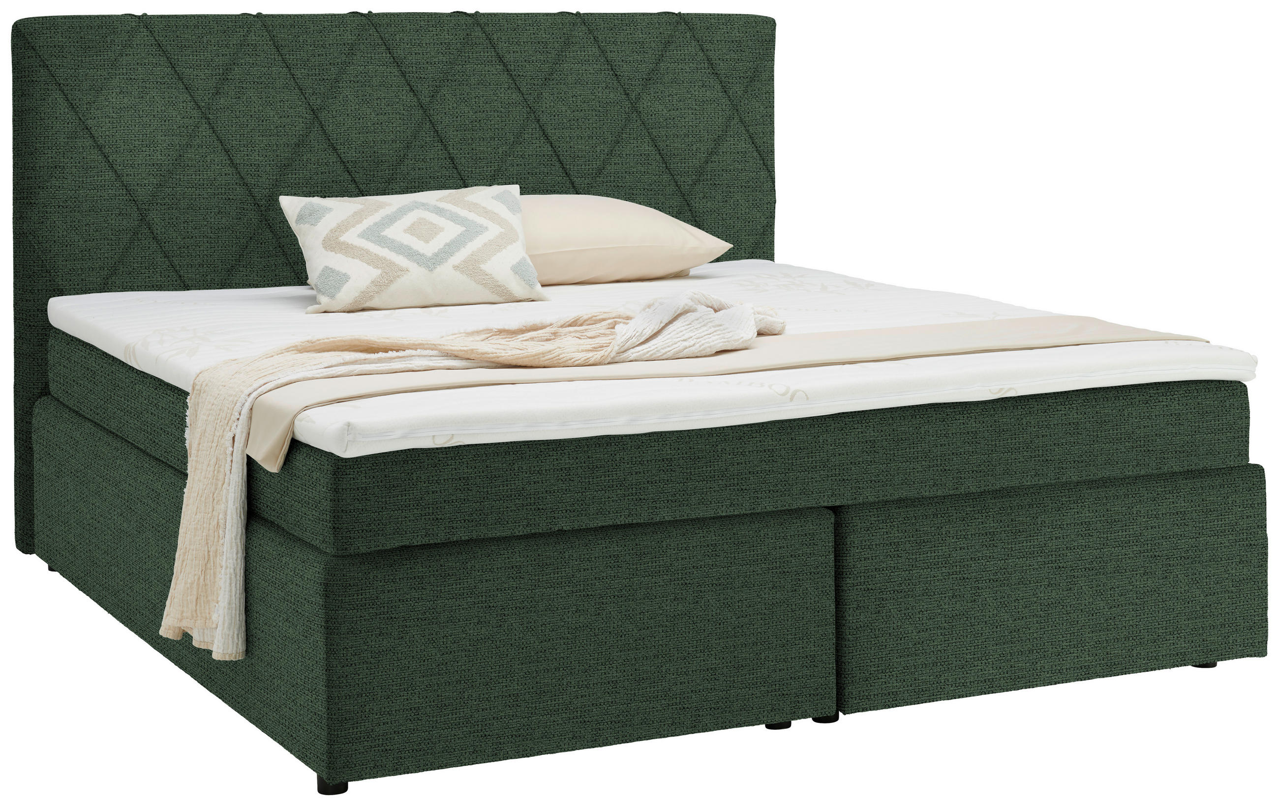 BOXSPRINGBETT 160/200 cm  in Grün  - Schwarz/Grün, Design, Holzwerkstoff/Kunststoff (160/200cm) - Xora