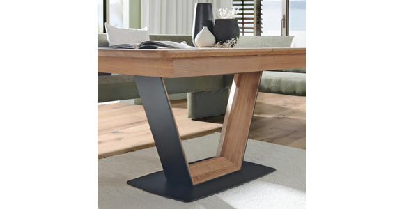 ESSTISCH Schwarz, Eichefarben rechteckig ausziehbar, in verschiedenen Größen erhältlich - Eichefarben/Schwarz, KONVENTIONELL, Holz/Metall (150-190/90/76cm) - Voleo