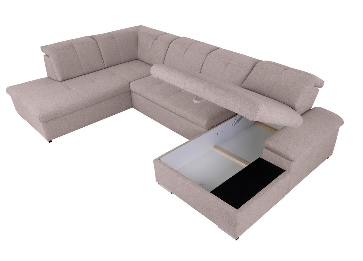WOHNLANDSCHAFT - Taupe/Grau, Design, Textil/Metall (215/328/173cm) - MID.YOU